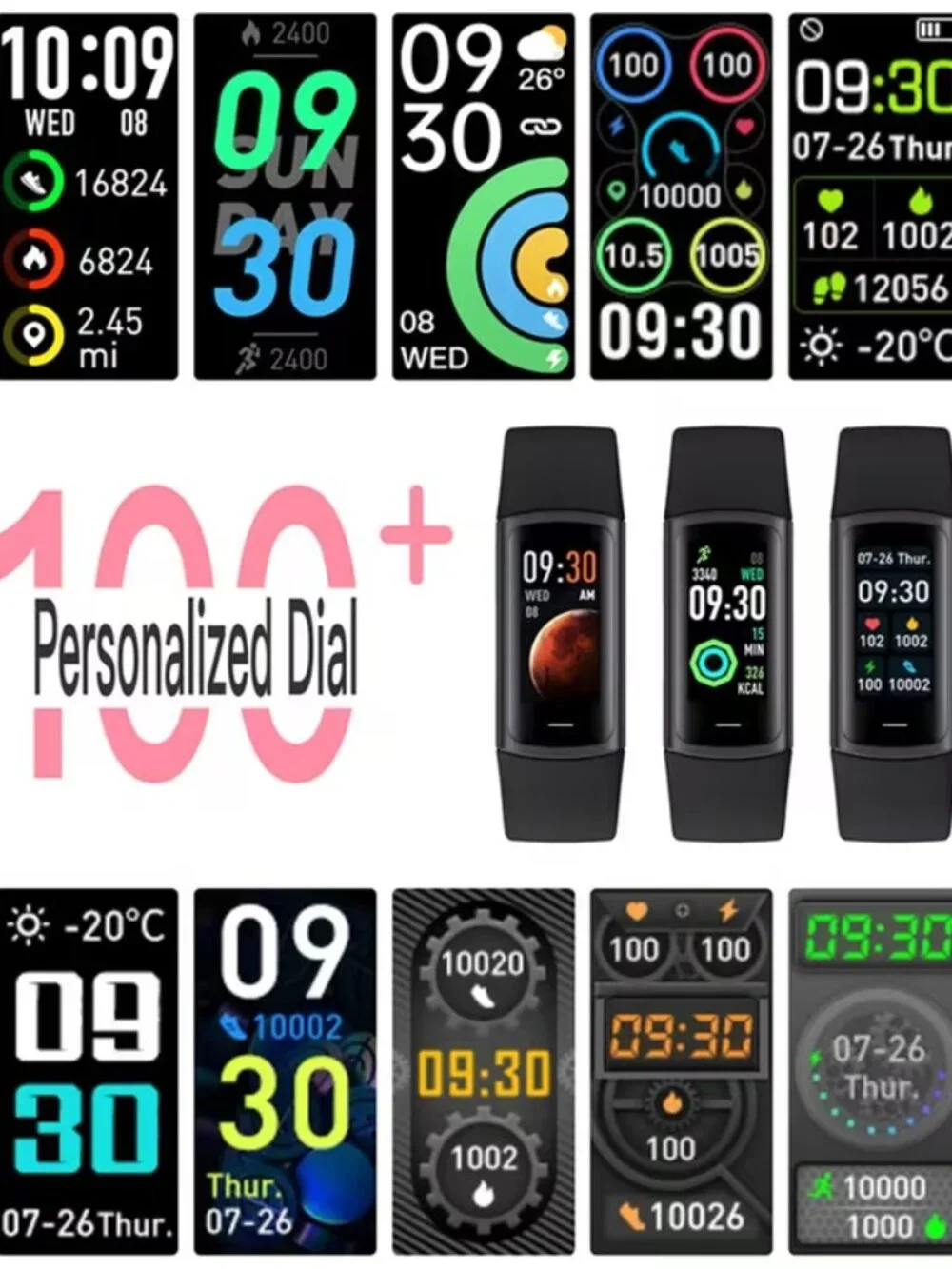 Fitness Tracker watch USB recharge - white or black NEW